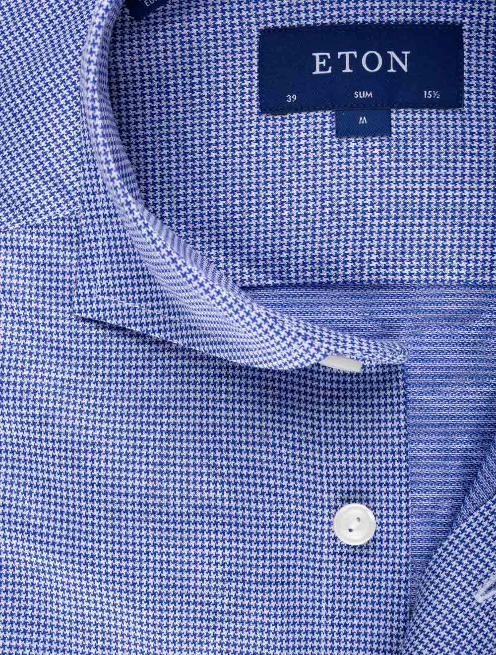Houndstooth Slim Fit Shirt Navy