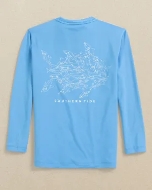 Kids Uh Oh Sharks Long Sleeve Performance T-Shirt