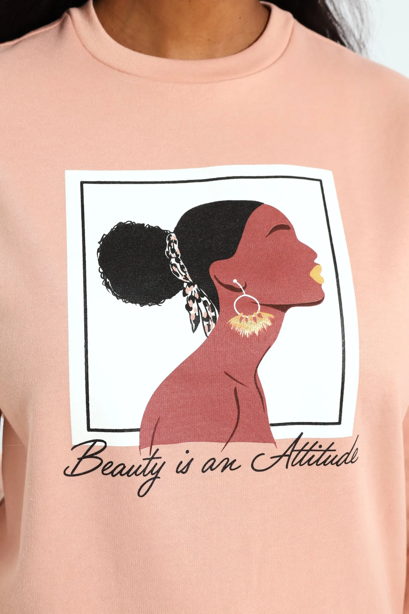 Long Sleeve Printed Screen Pullover - Blush