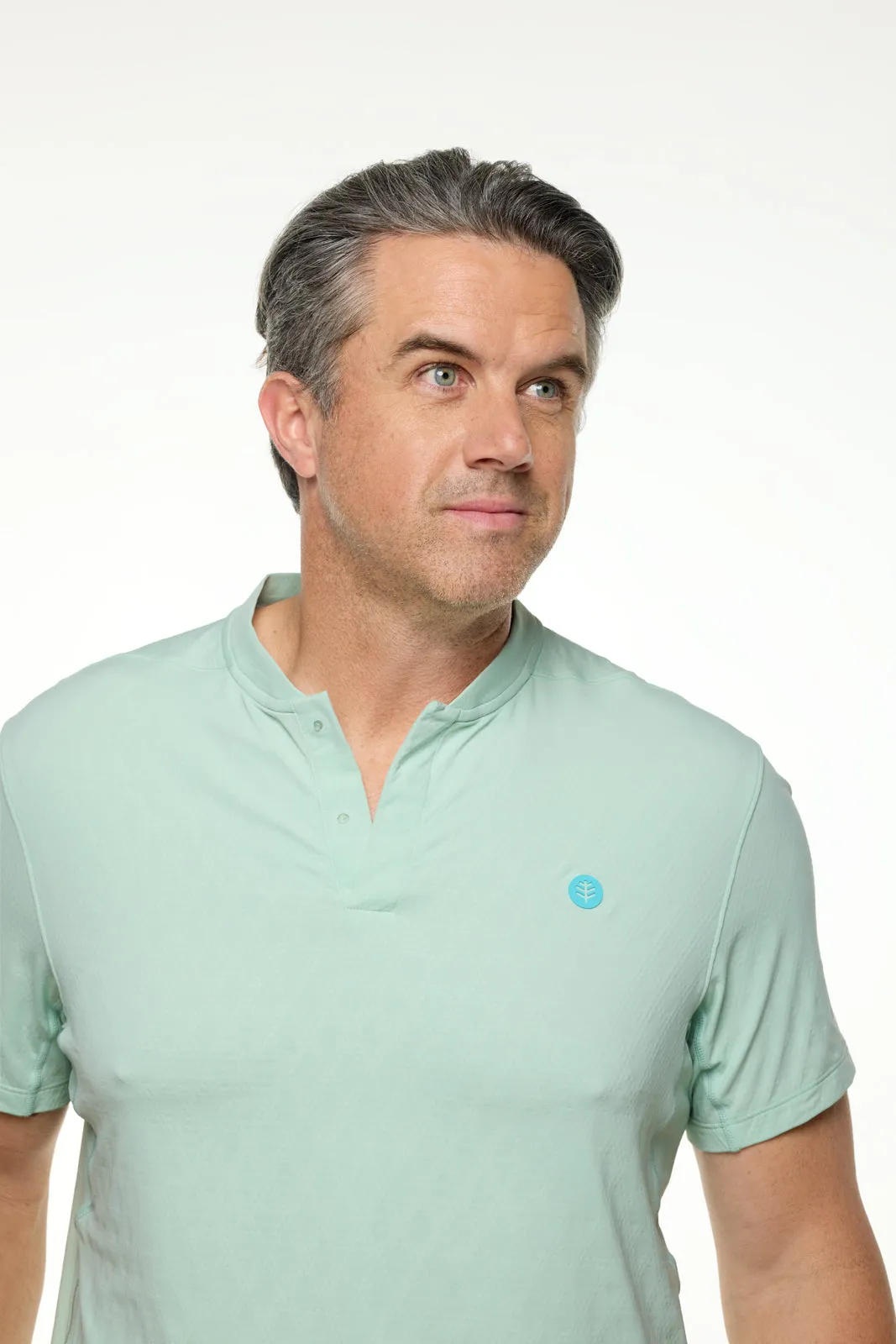 Men's Albatross Short Sleeve Polo | Misty Aqua Diamond Jacquard