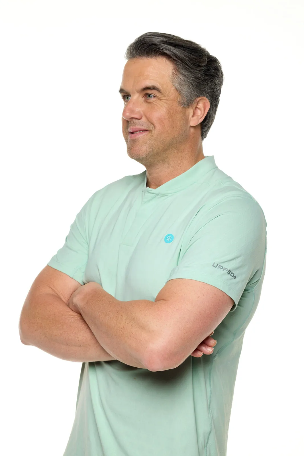 Men's Albatross Short Sleeve Polo | Misty Aqua Diamond Jacquard