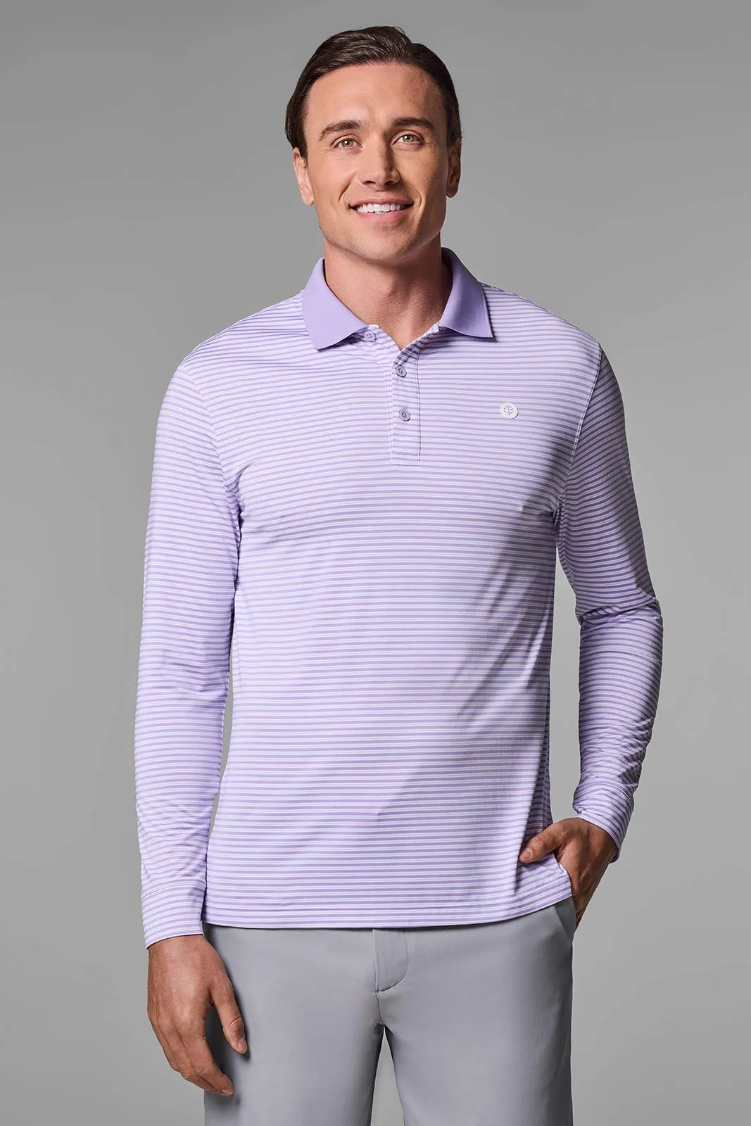 Men's Erodym Long Sleeve Polo | Lavendula/White