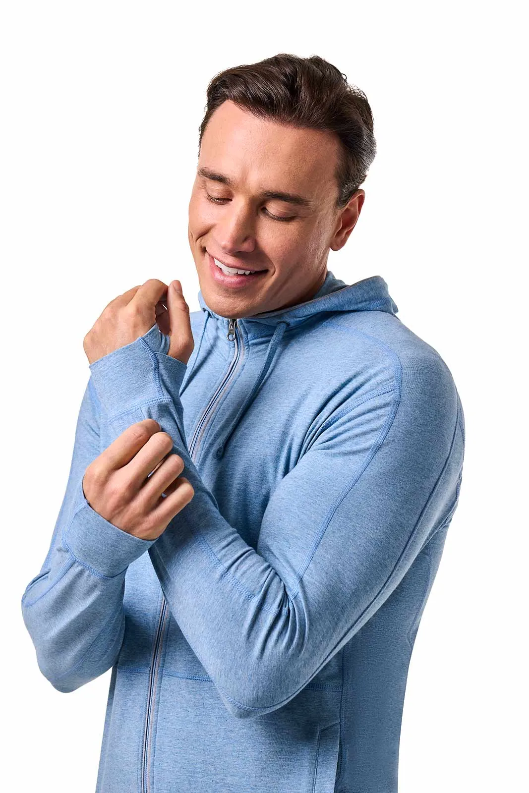 Men's LumaLeo Zip-Up Hoodie | Light Blue Heather