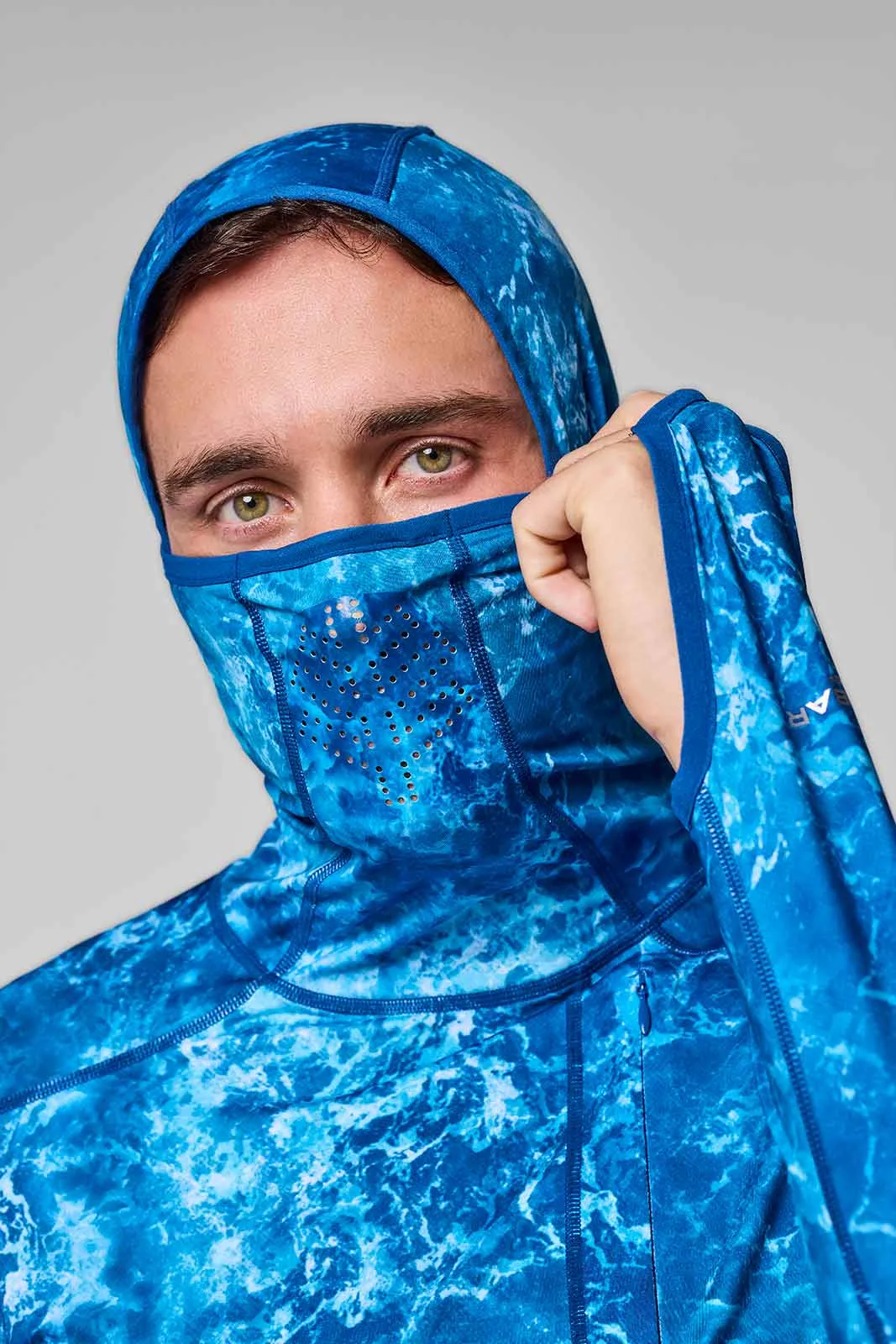 Men's Vented Andros Fishing Hoodie | Blue Water Print