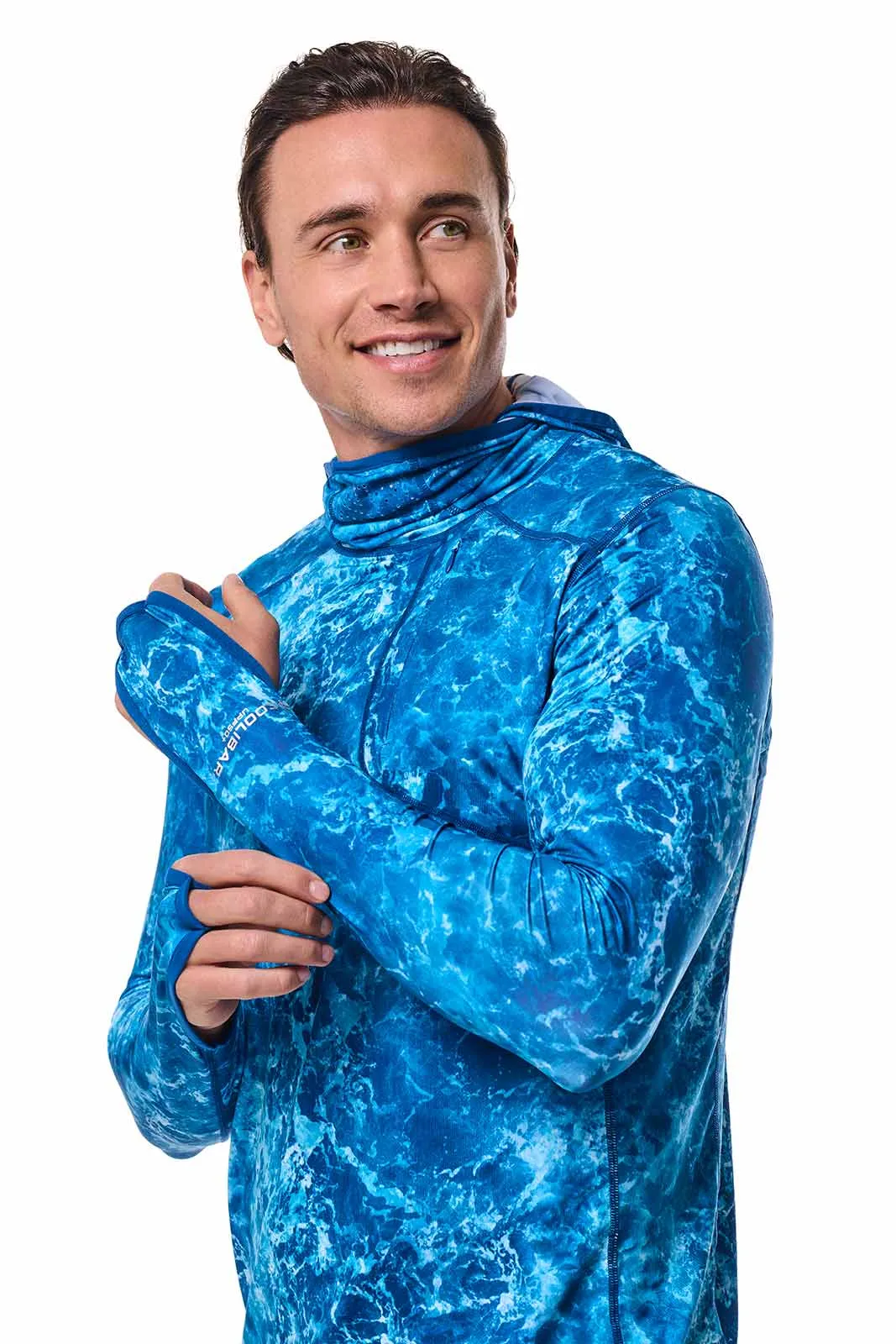 Men's Vented Andros Fishing Hoodie | Blue Water Print