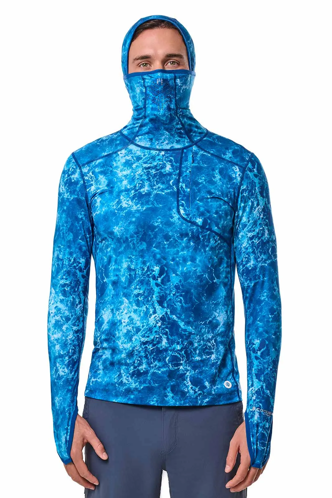 Men's Vented Andros Fishing Hoodie | Blue Water Print