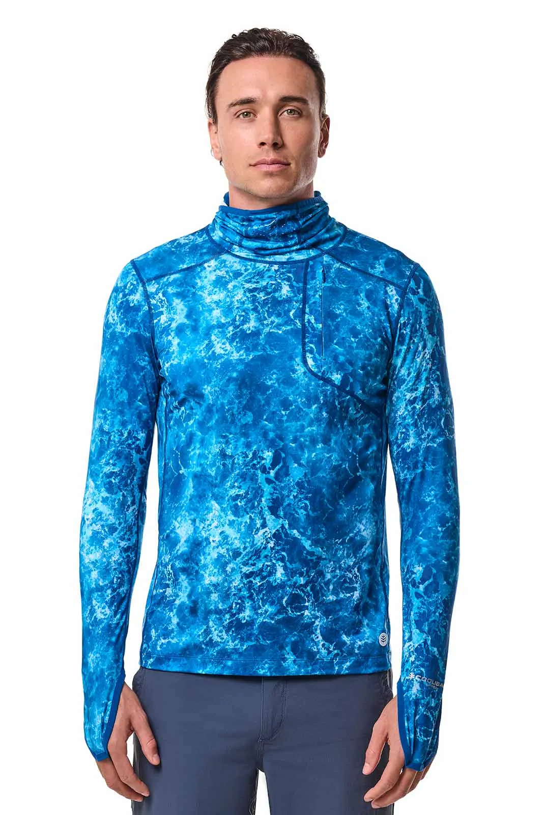 Men's Vented Andros Fishing Hoodie | Blue Water Print