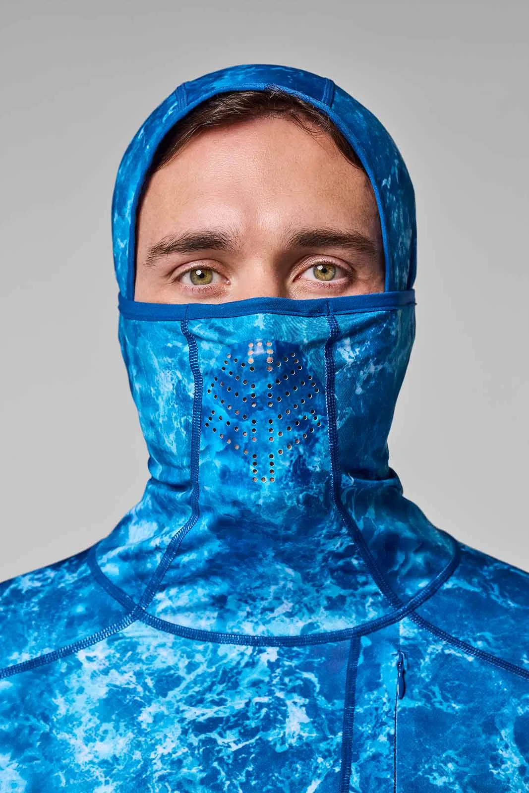 Men's Vented Andros Fishing Hoodie | Blue Water Print