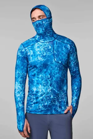 Men's Vented Andros Fishing Hoodie | Blue Water Print