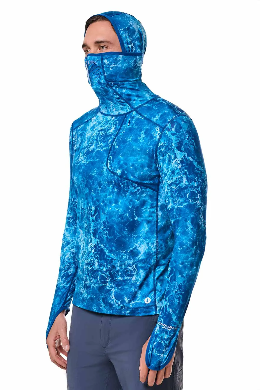 Men's Vented Andros Fishing Hoodie | Blue Water Print
