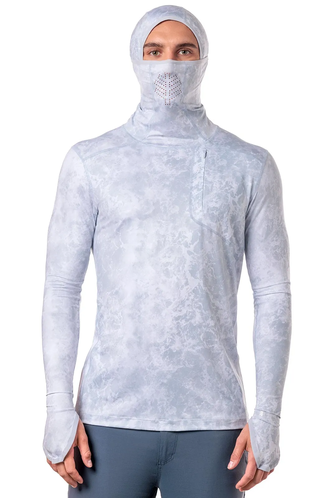 Men's Vented Andros Fishing Hoodie | Grey Water Print