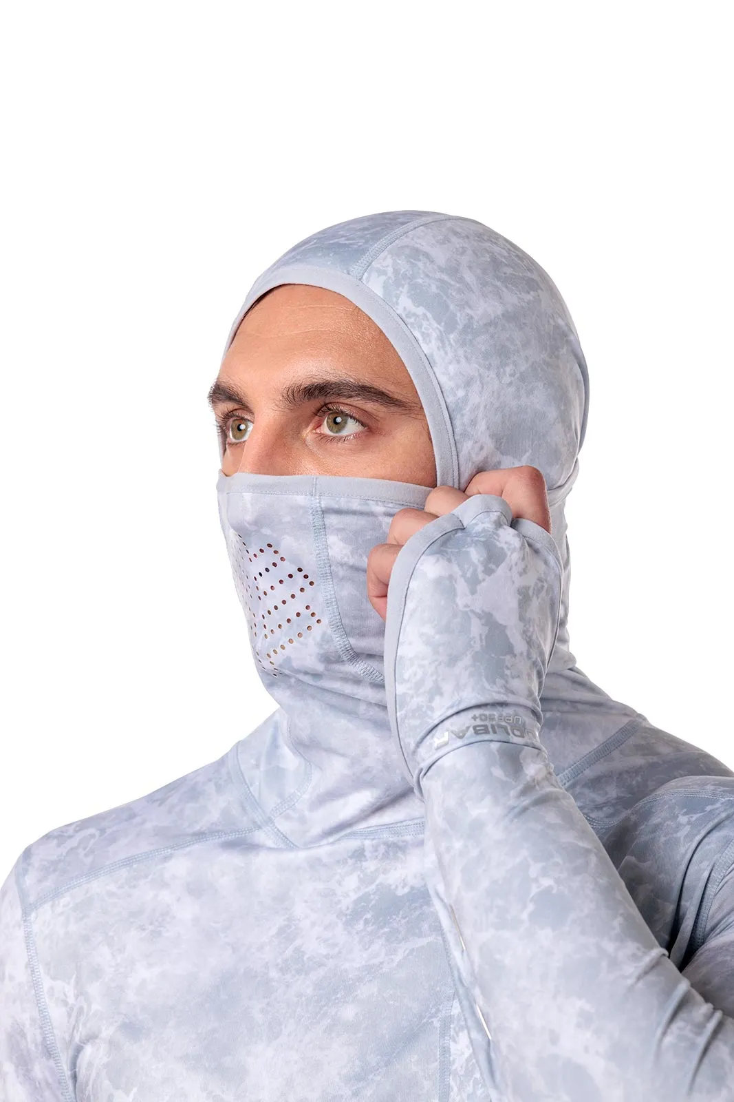 Men's Vented Andros Fishing Hoodie | Grey Water Print