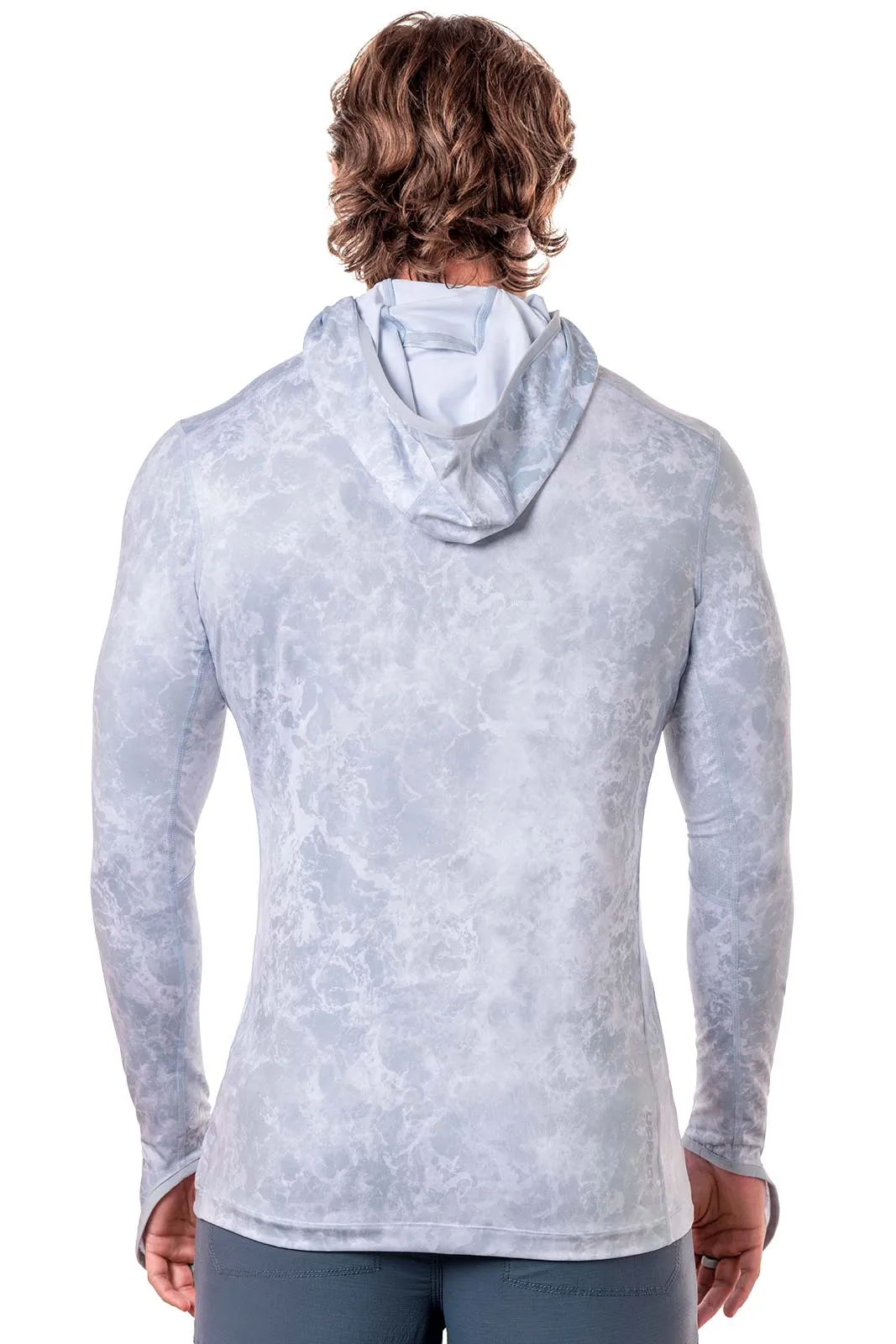Men's Vented Andros Fishing Hoodie | Grey Water Print