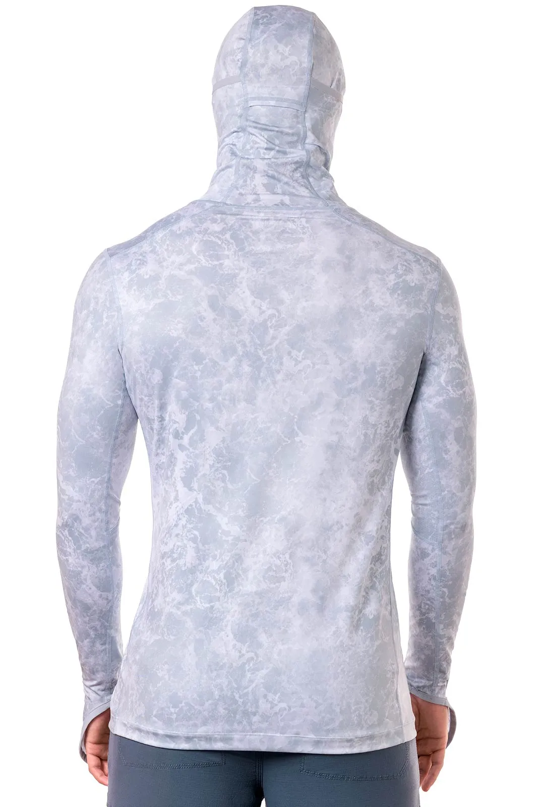 Men's Vented Andros Fishing Hoodie | Grey Water Print
