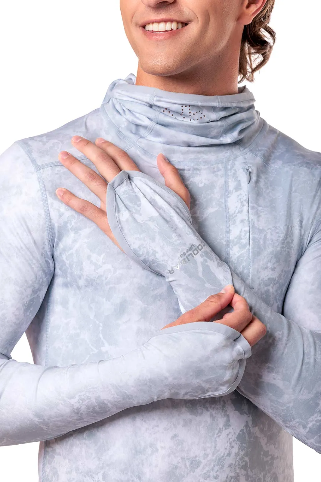 Men's Vented Andros Fishing Hoodie | Grey Water Print
