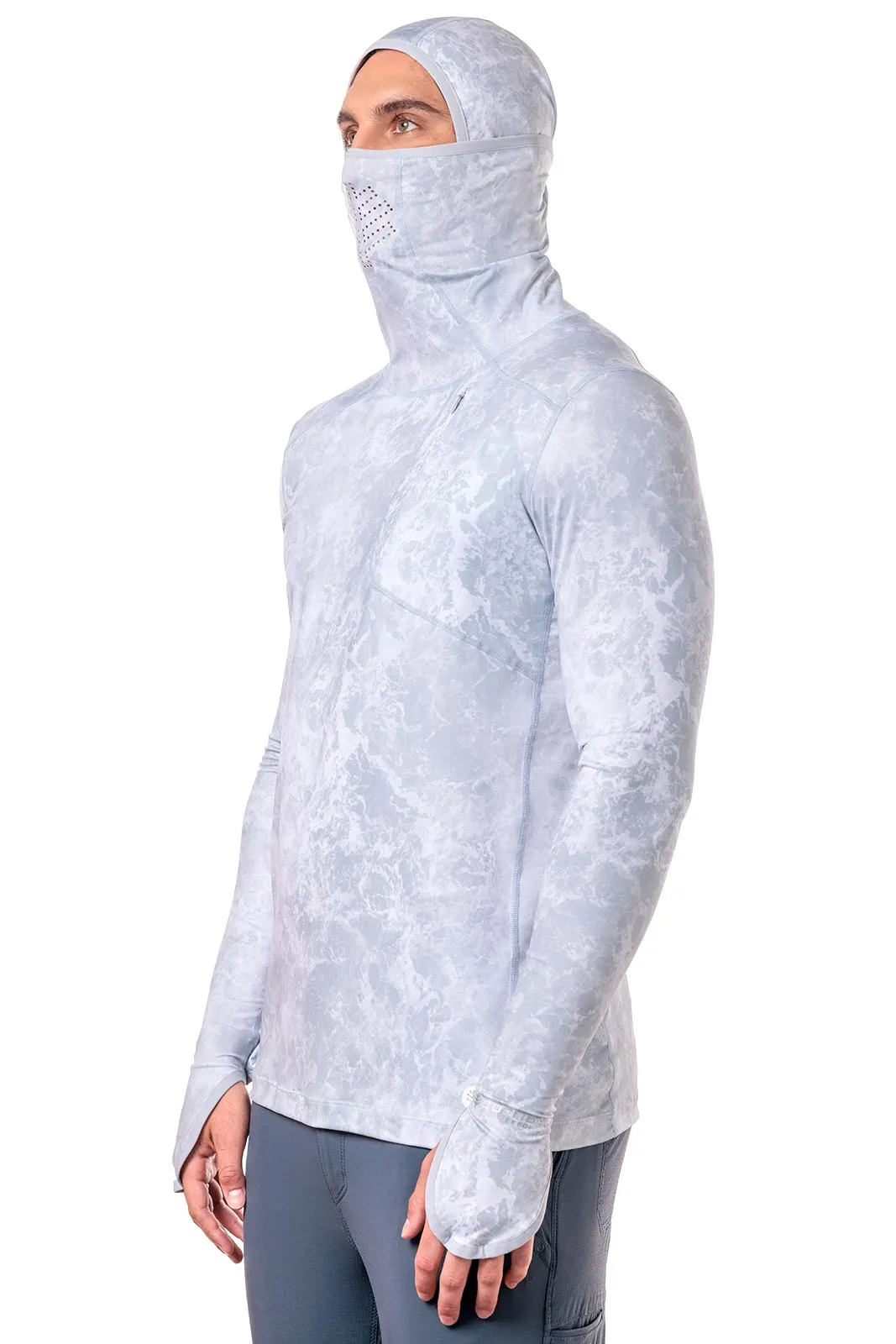 Men's Vented Andros Fishing Hoodie | Grey Water Print