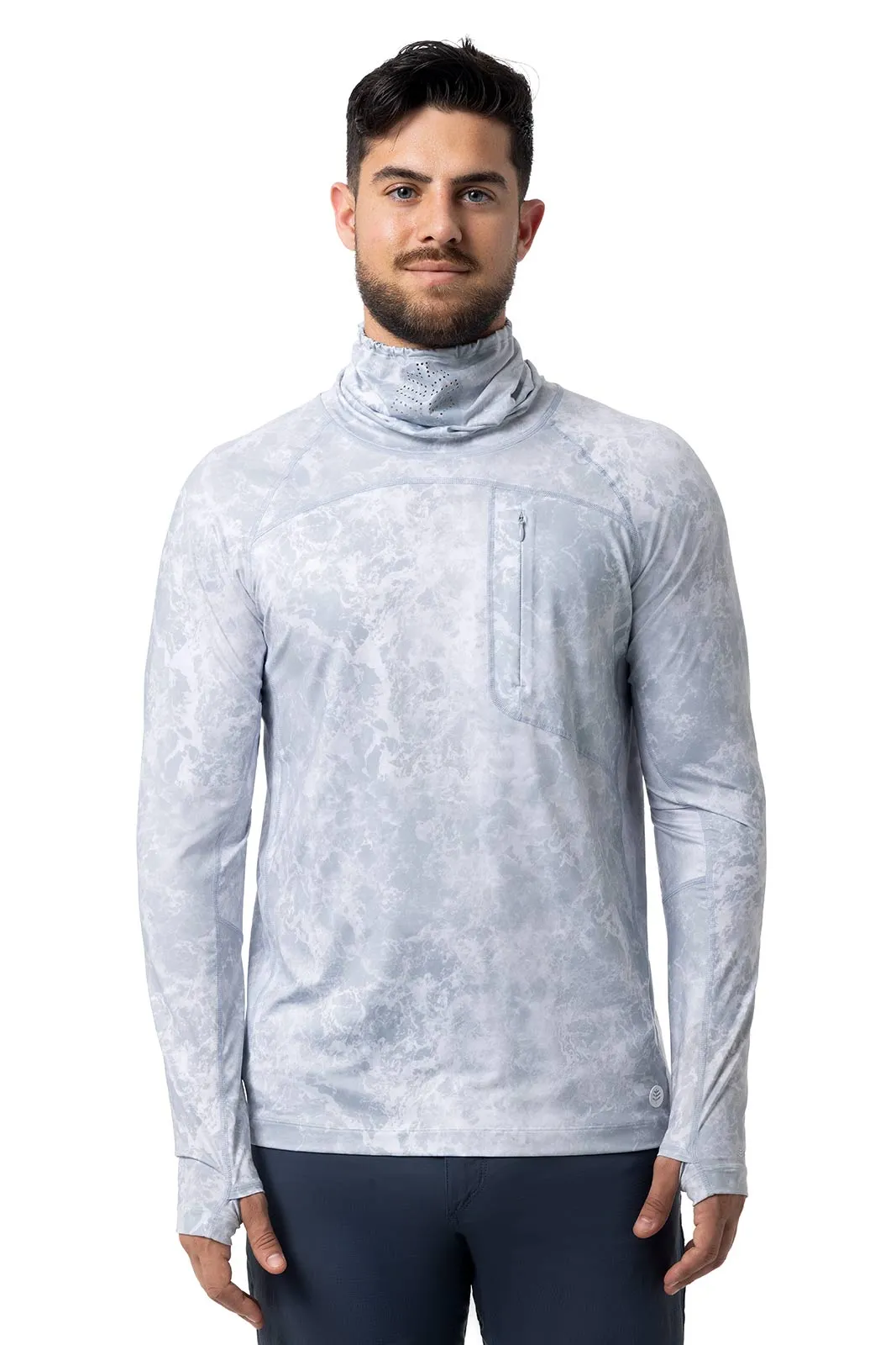 Men's Vented Andros Fishing Tee | Grey Water Print