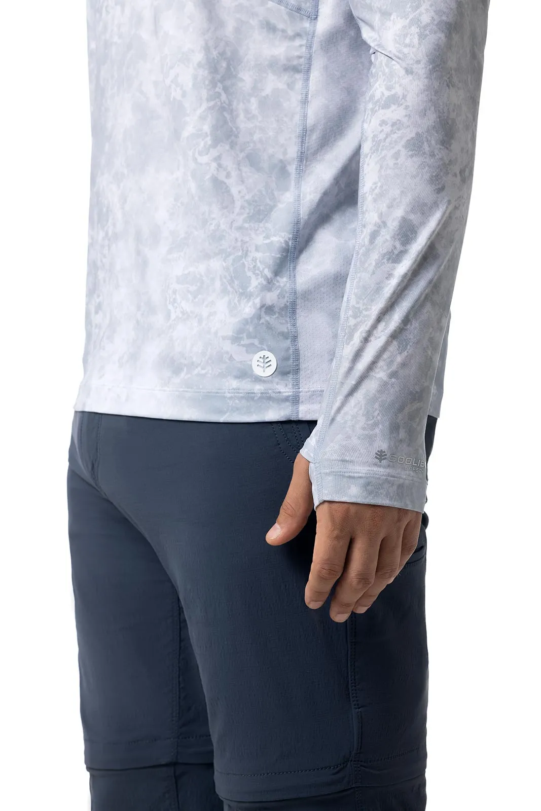 Men's Vented Andros Fishing Tee | Grey Water Print