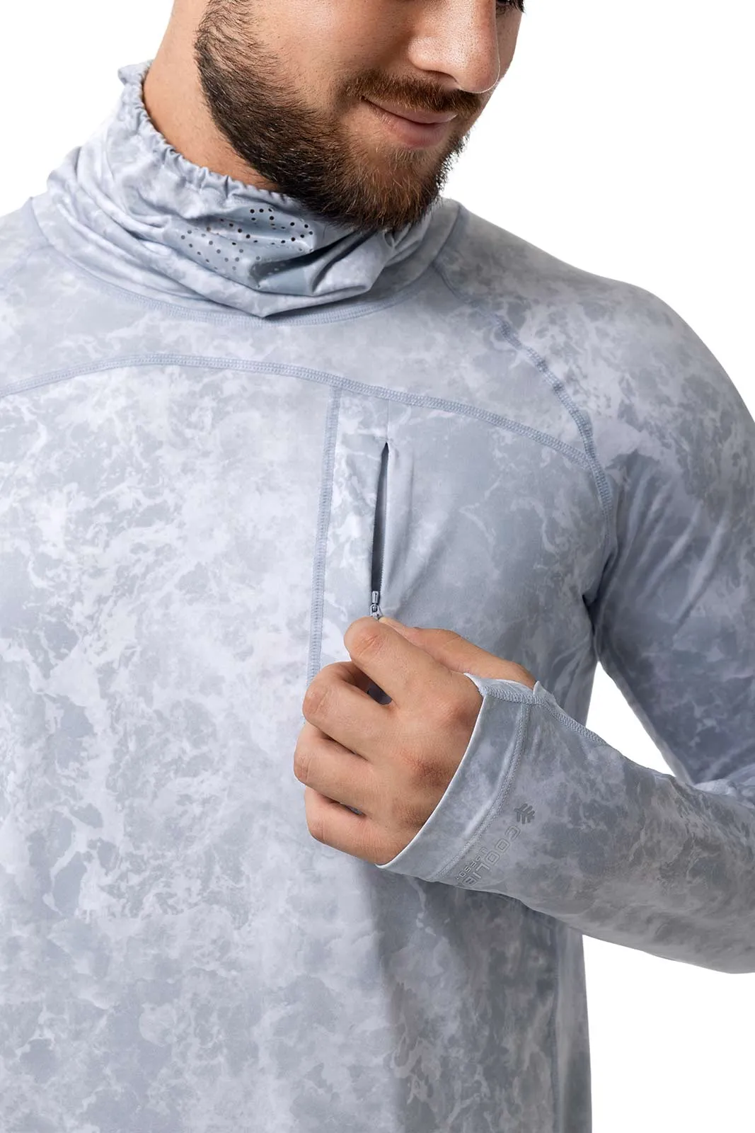 Men's Vented Andros Fishing Tee | Grey Water Print