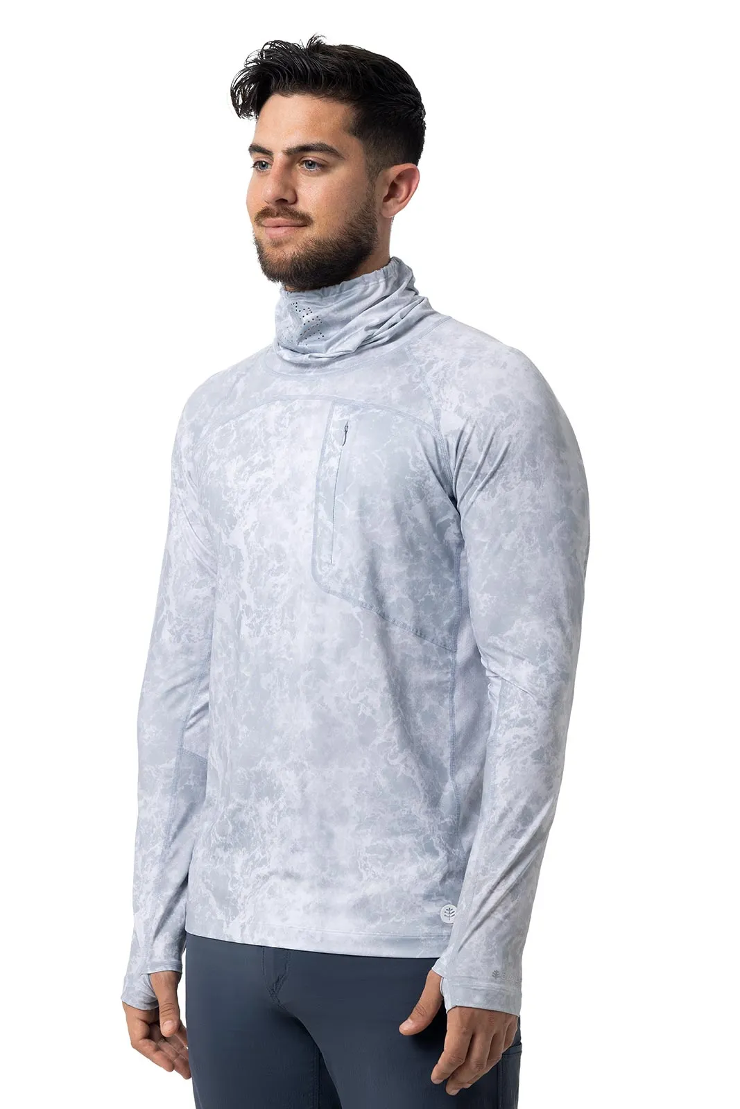Men's Vented Andros Fishing Tee | Grey Water Print