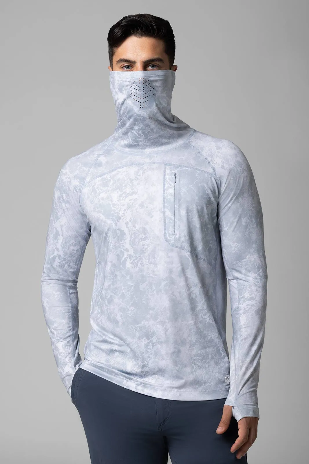 Men's Vented Andros Fishing Tee | Grey Water Print