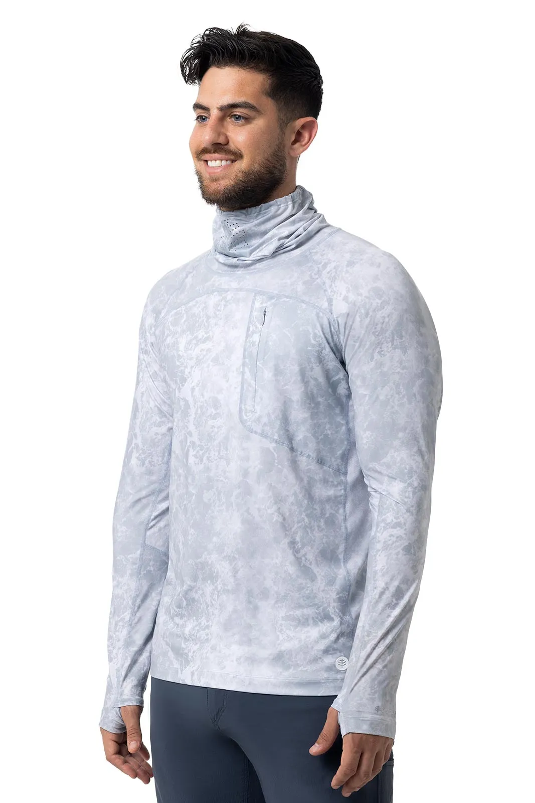 Men's Vented Andros Fishing Tee | Grey Water Print