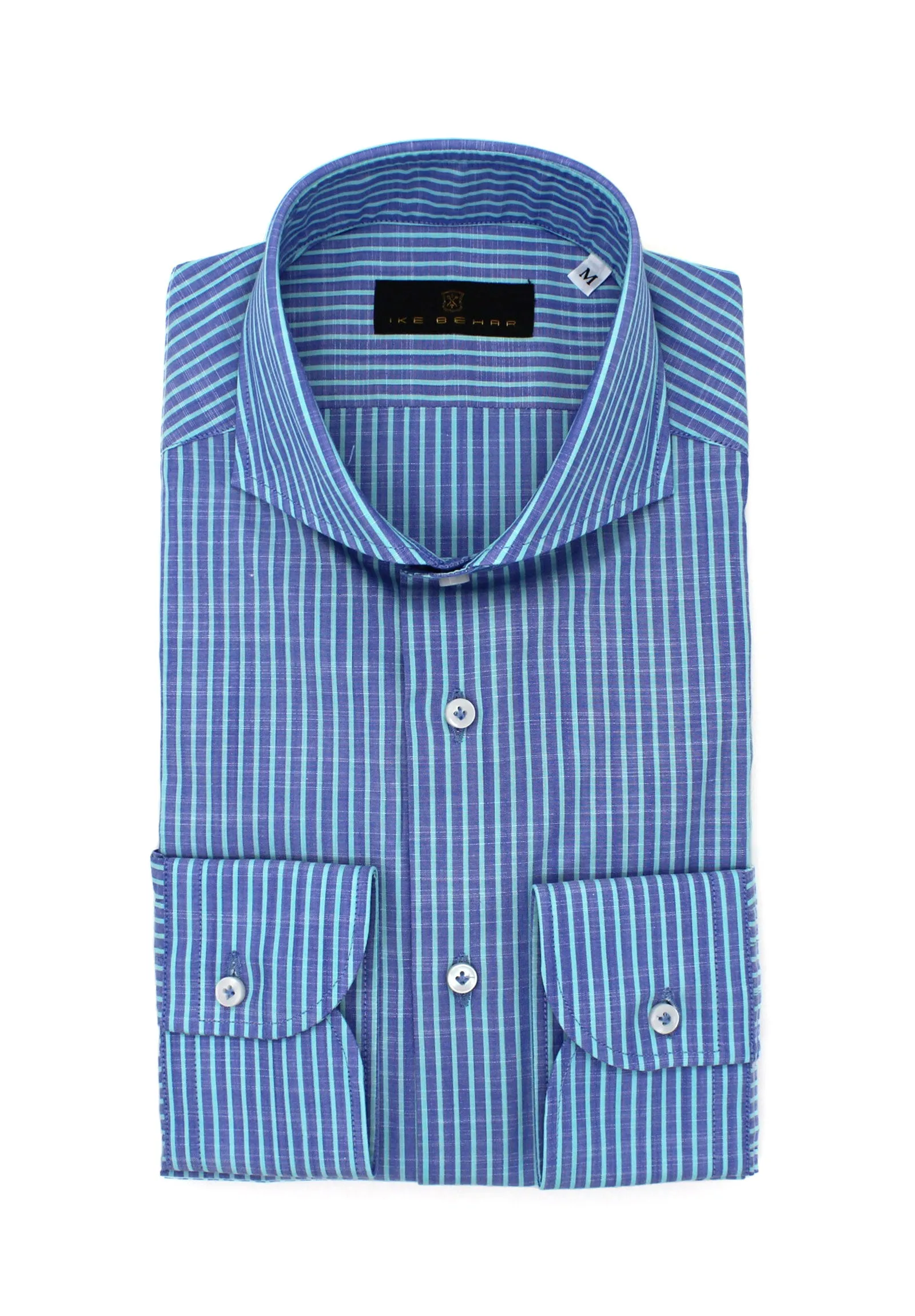 Navy & Teal Striped Sport Shirt