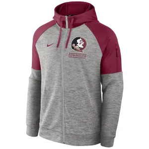 Nike Men's Seminole Logo/Seminoles Full-Zip Fitness Hood - Garnet/Grey