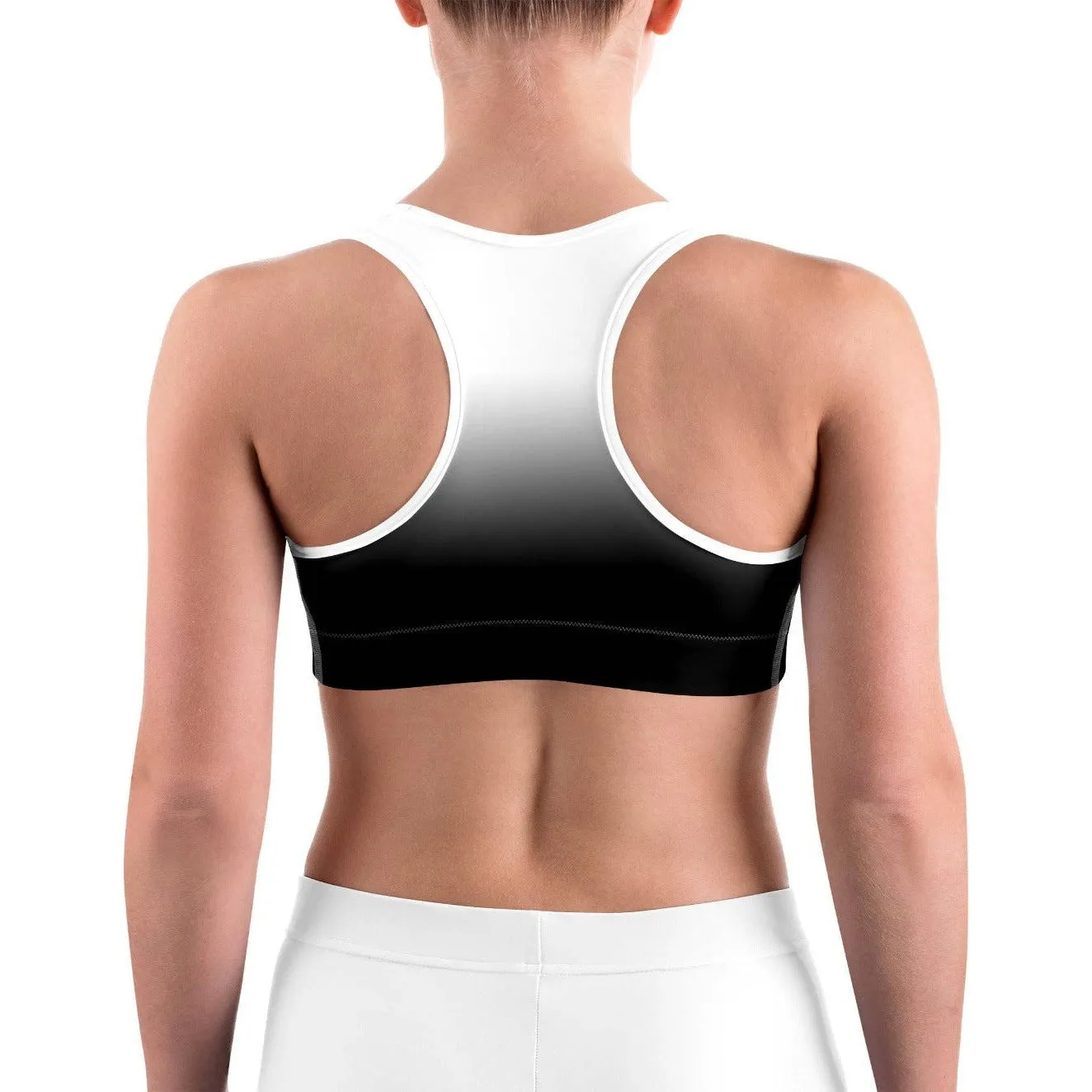 Ombre White to Black Sports bra