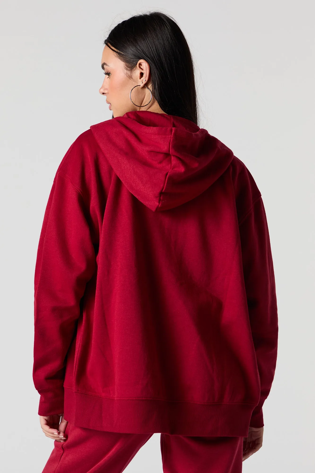 Oversized Zip-Up Fleece Hoodie