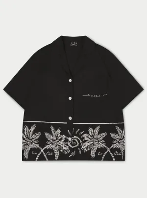 PALM EMBROIDERY SHIRT - BLACK