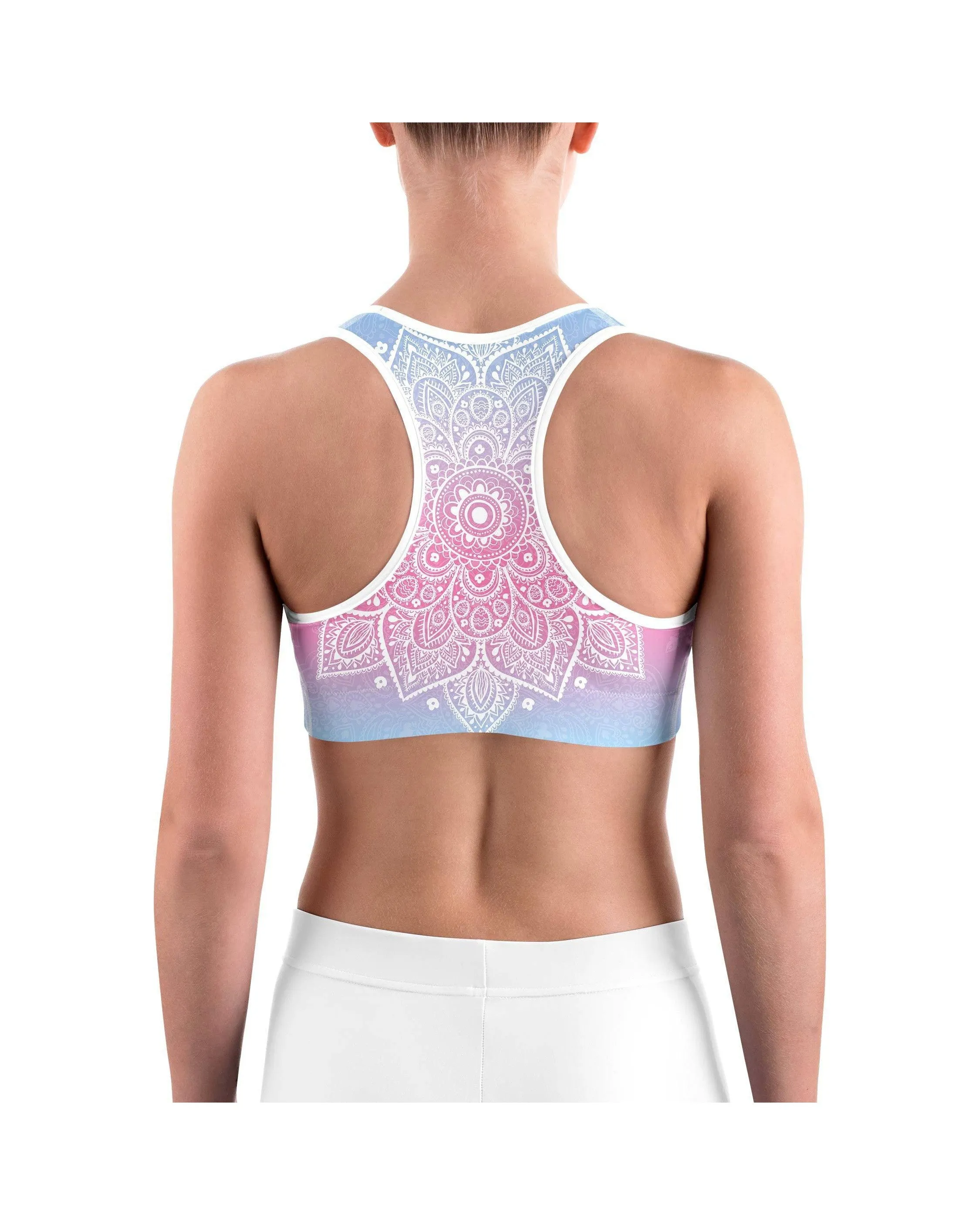 Pastel Blue & Pink Mandala Sports bra
