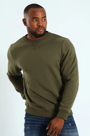 Plain Crew Fleece Sweat Top - Fatigue