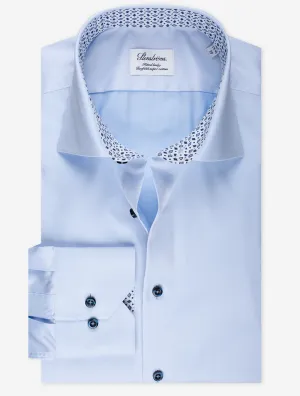 Plain With Inlay Fitted Body Shirt Blue