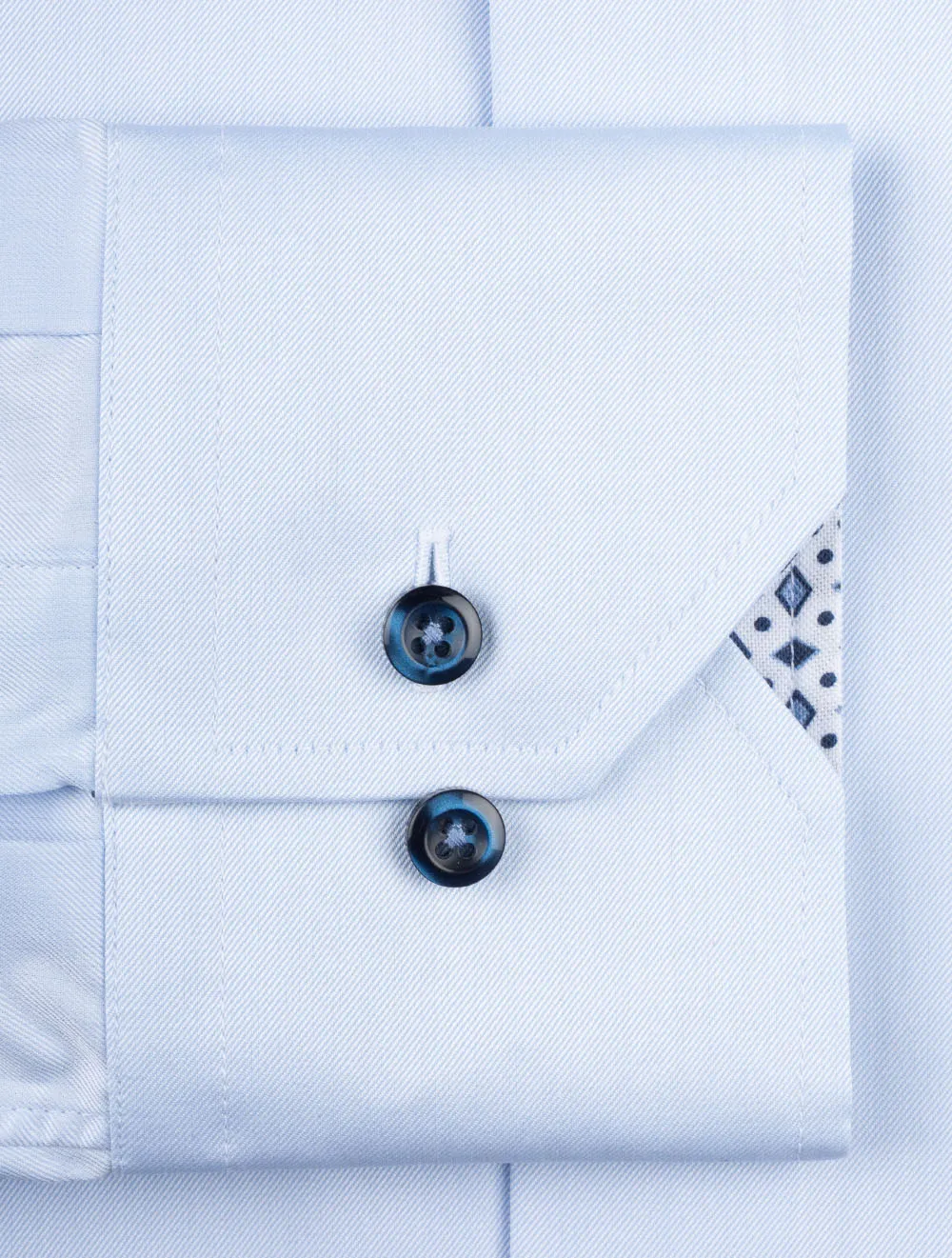 Plain With Inlay Fitted Body Shirt Blue