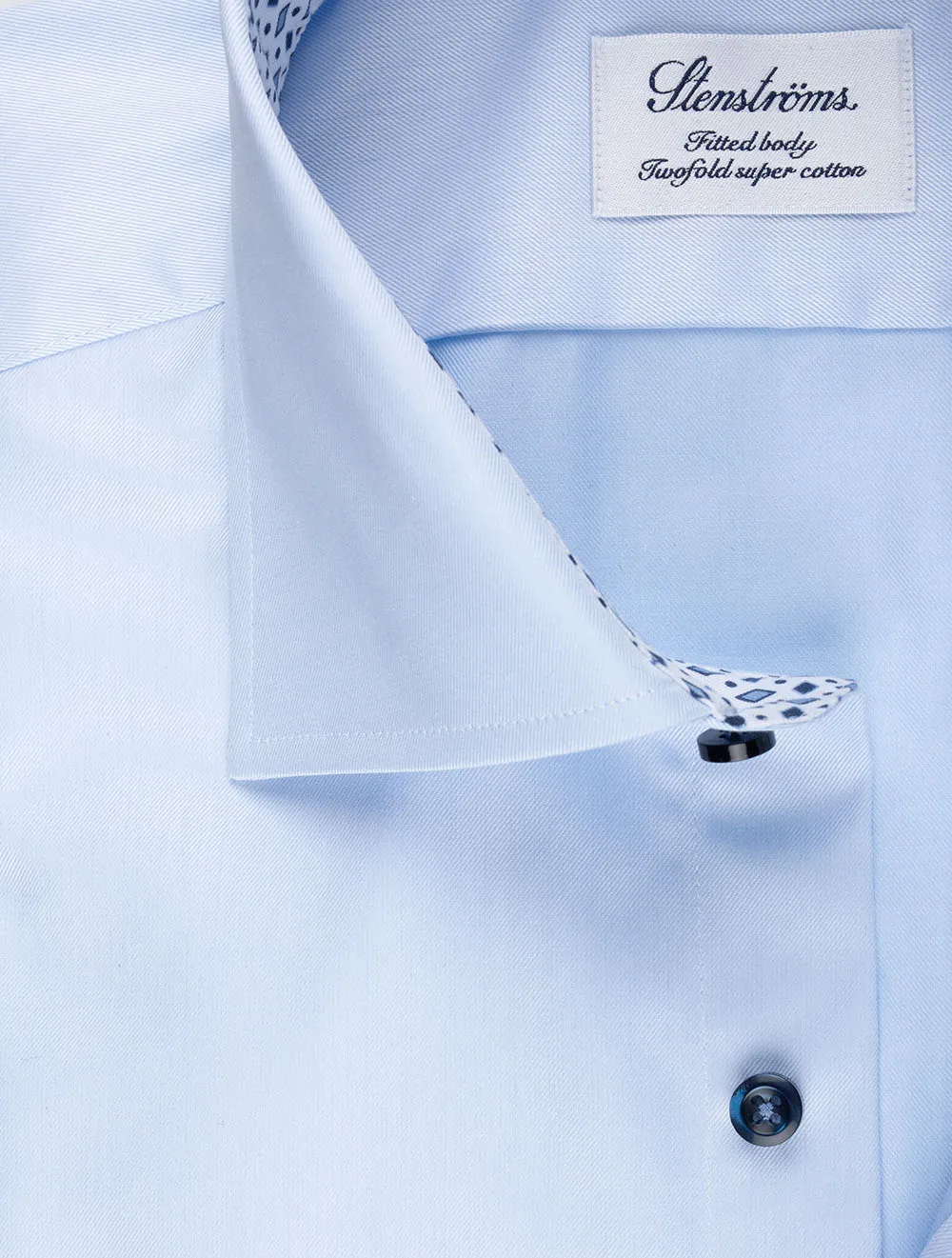 Plain With Inlay Fitted Body Shirt Blue