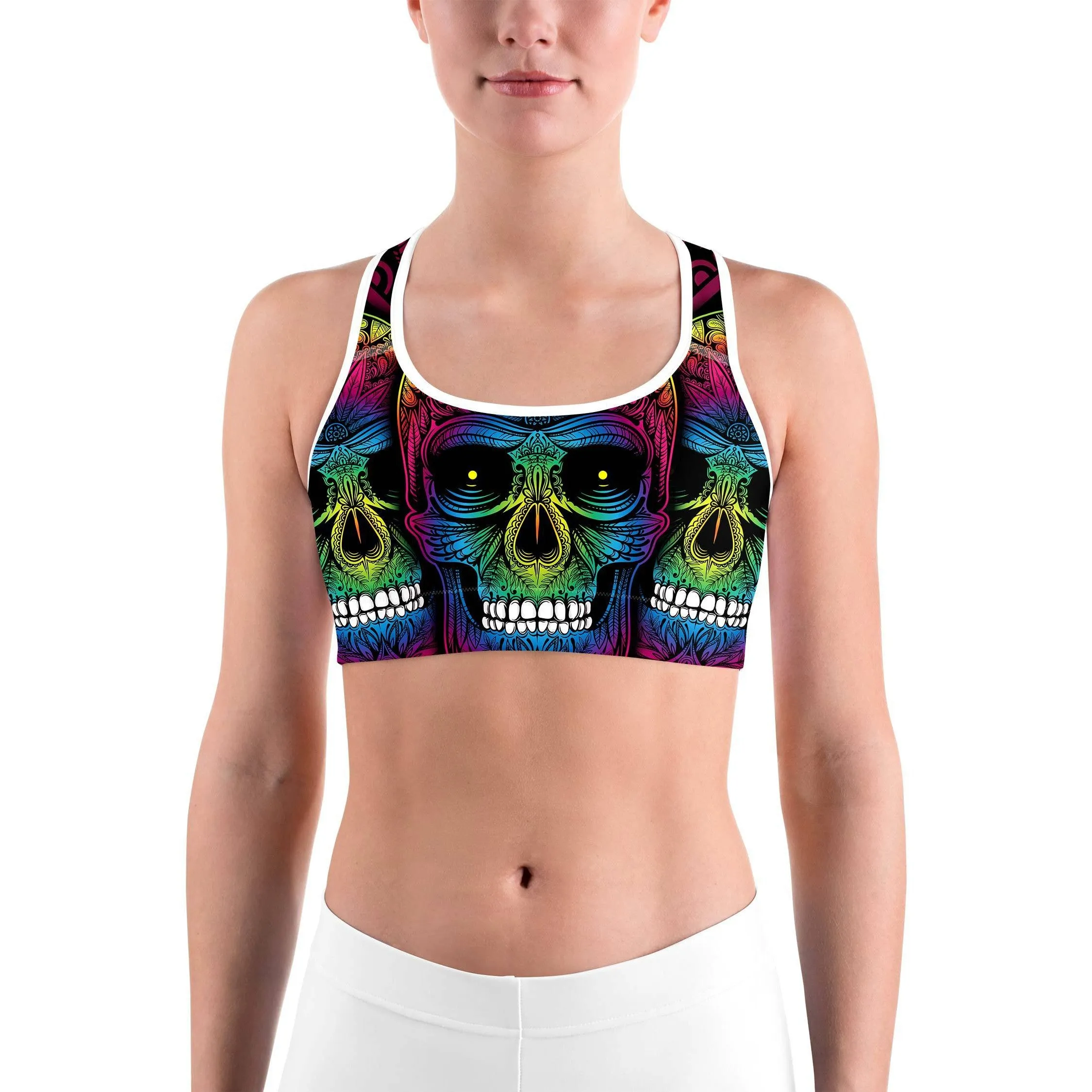 Rainbow Skull Sports bra