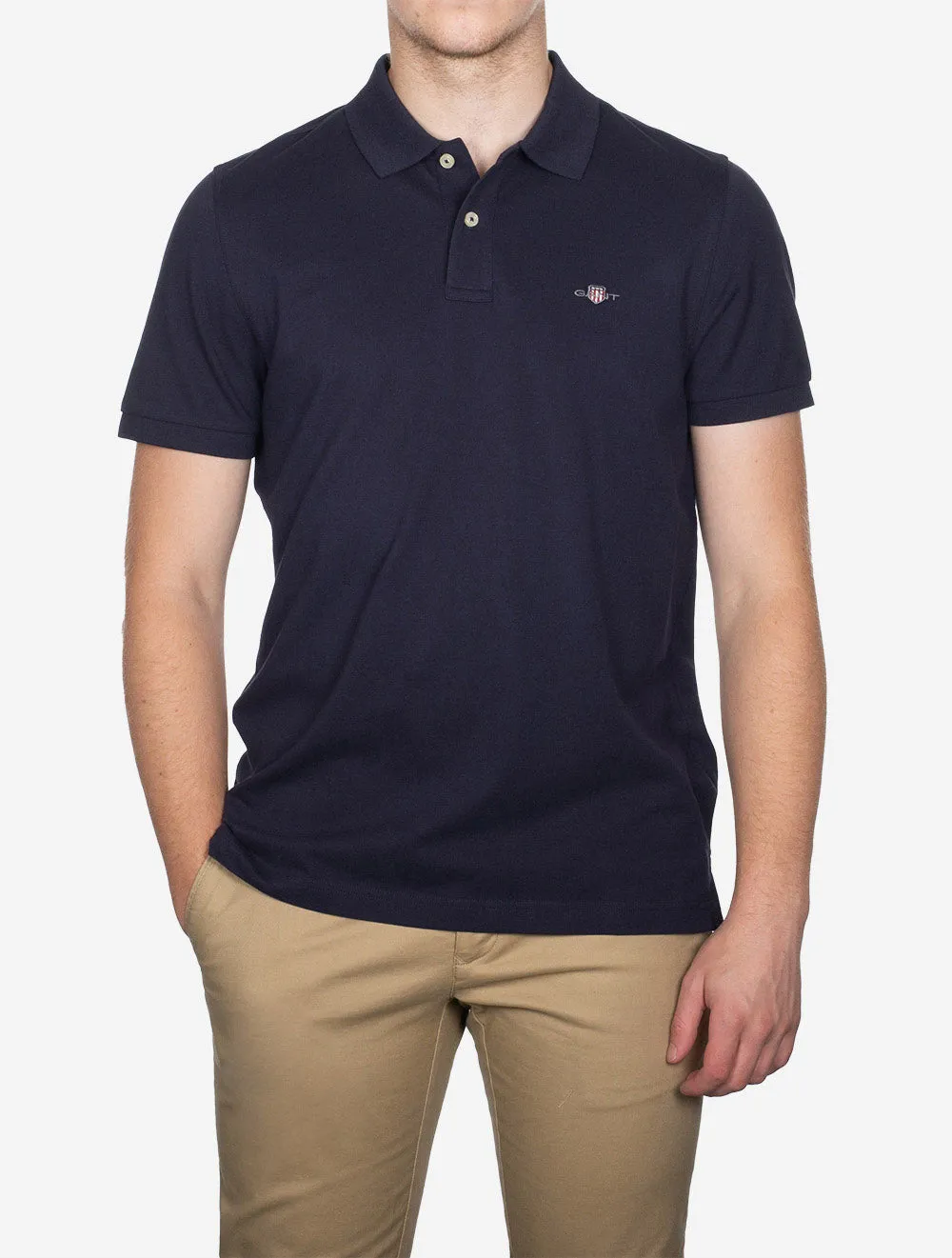 Regular Shield Short Sleeve Pique Polo Evening Blue
