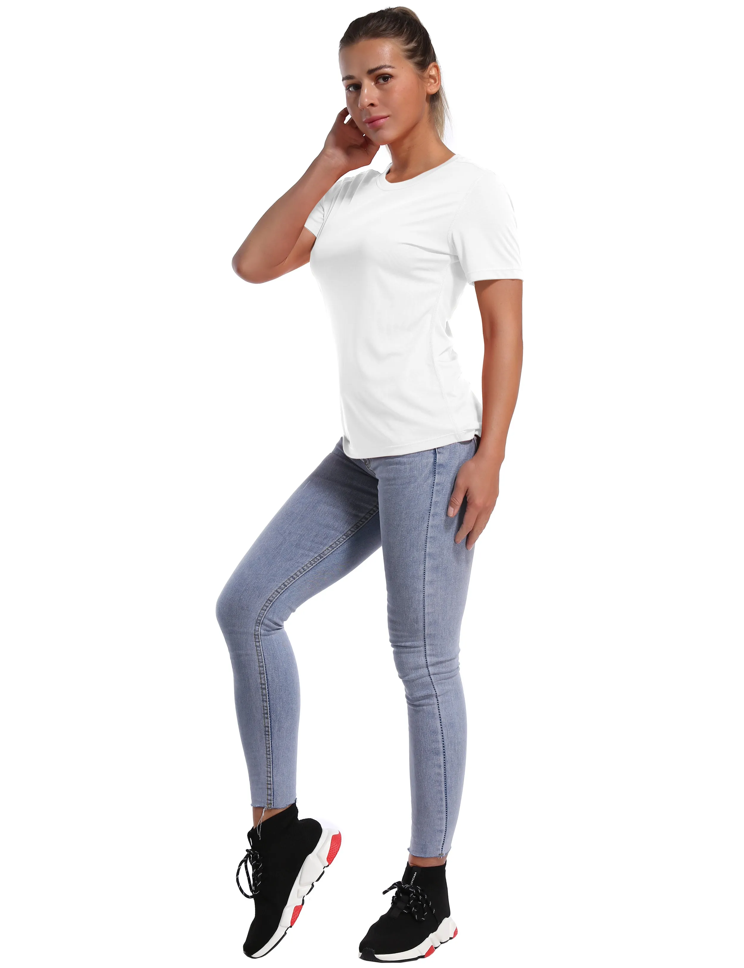 Short Sleeve Athletic Shirts white_yoga