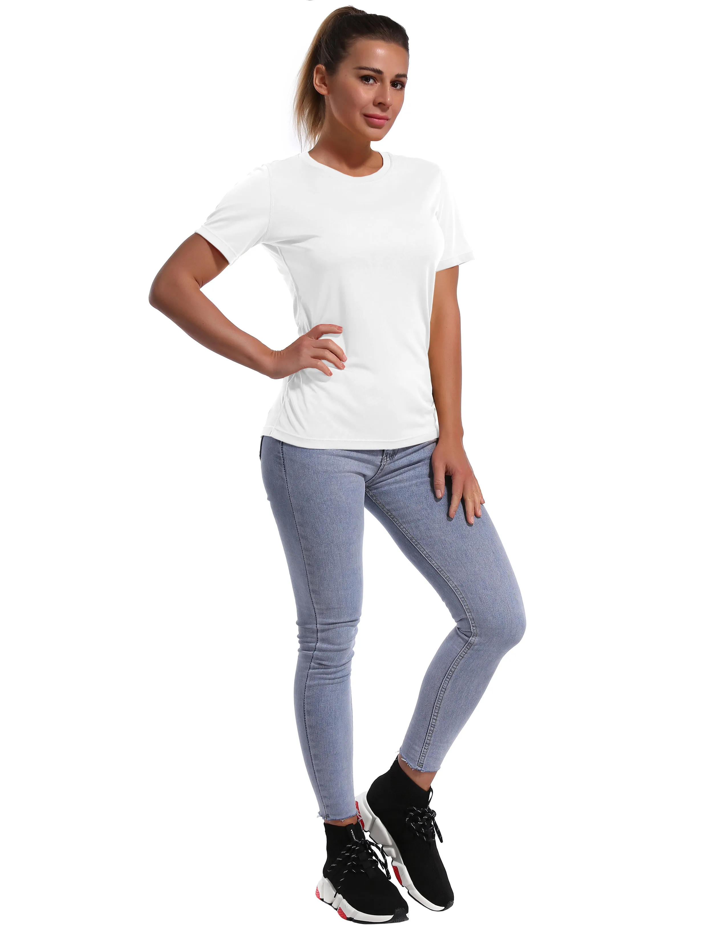 Short Sleeve Athletic Shirts white_yoga