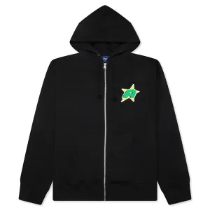Star A Zip Up Hoodie - Black