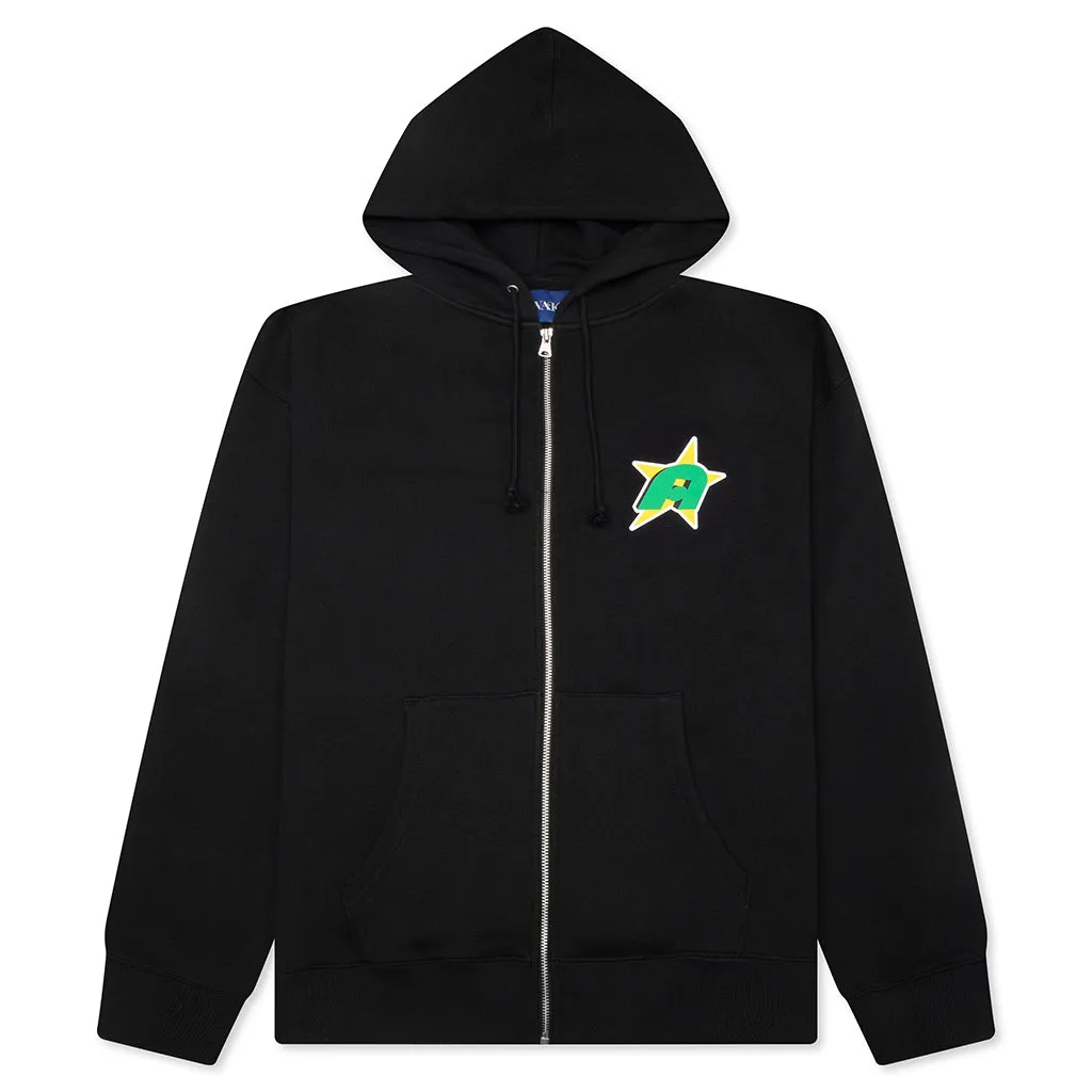 Star A Zip Up Hoodie - Black