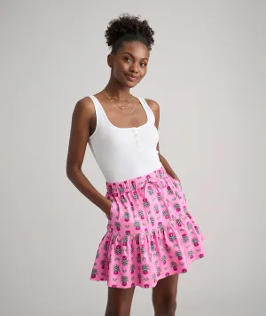 Stretch Cotton Block Print Ilona Skirt