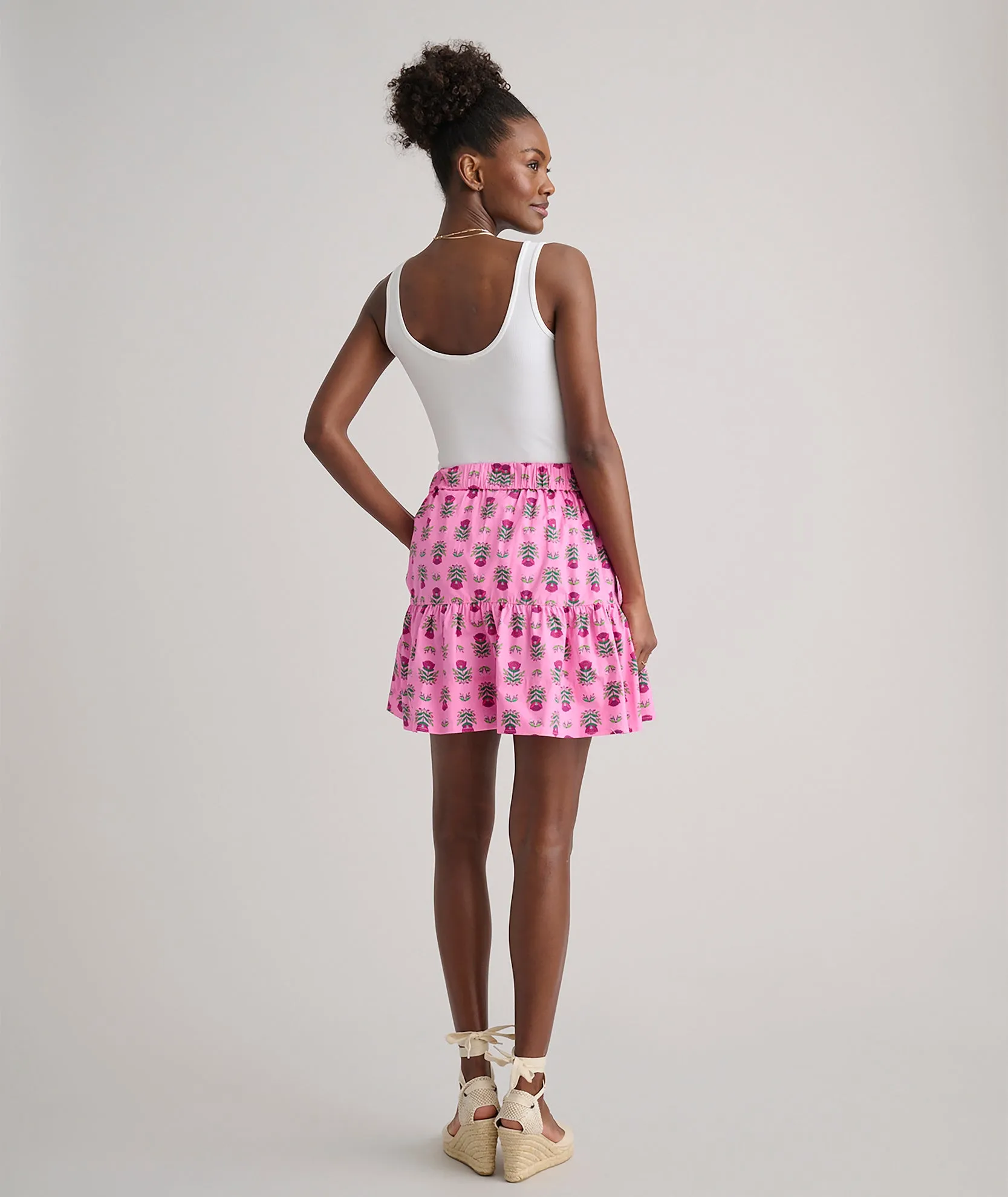 Stretch Cotton Block Print Ilona Skirt