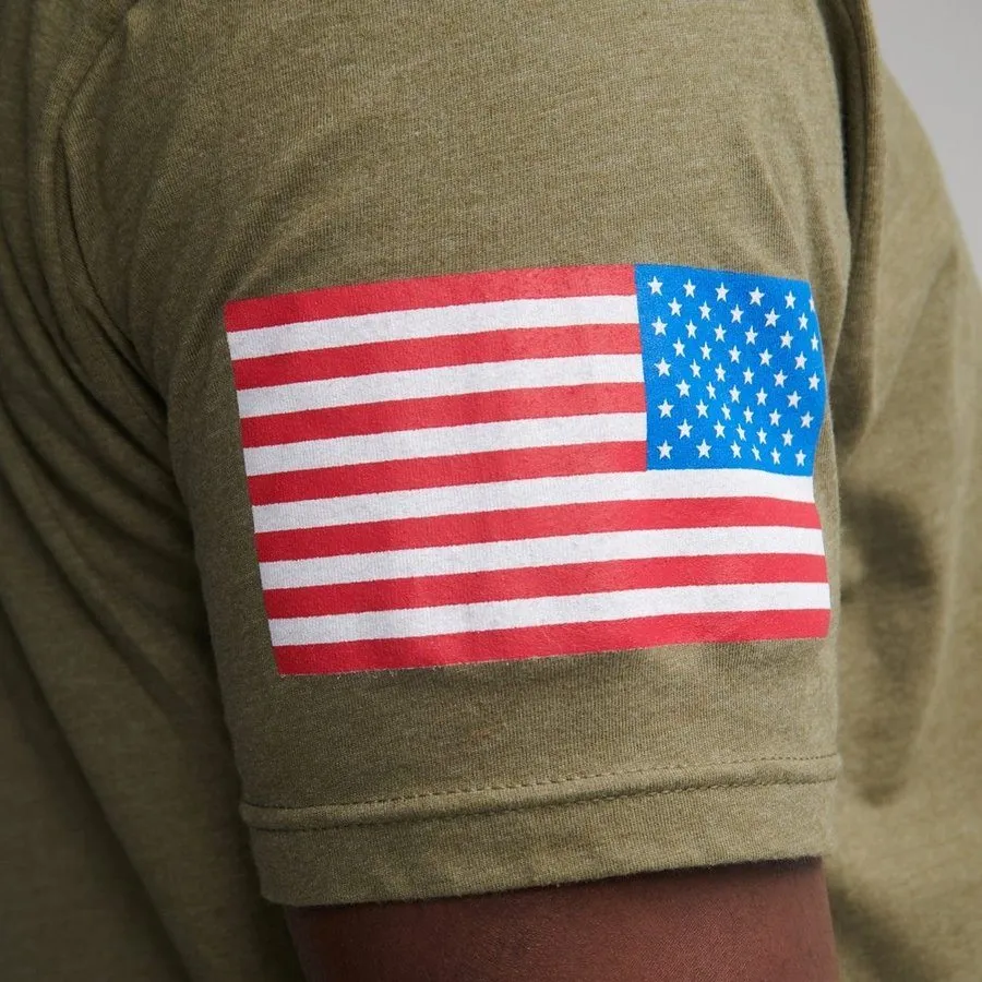 USA Flag Basic T-Shirt - Military Green