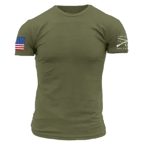 USA Flag Basic T-Shirt - Military Green