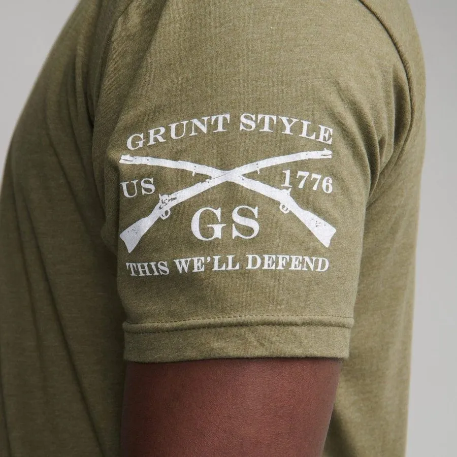 USA Flag Basic T-Shirt - Military Green