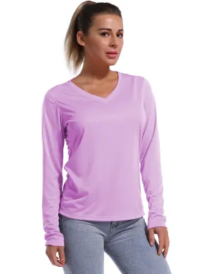 V Neck Long Sleeve Athletic Shirts purple_yoga