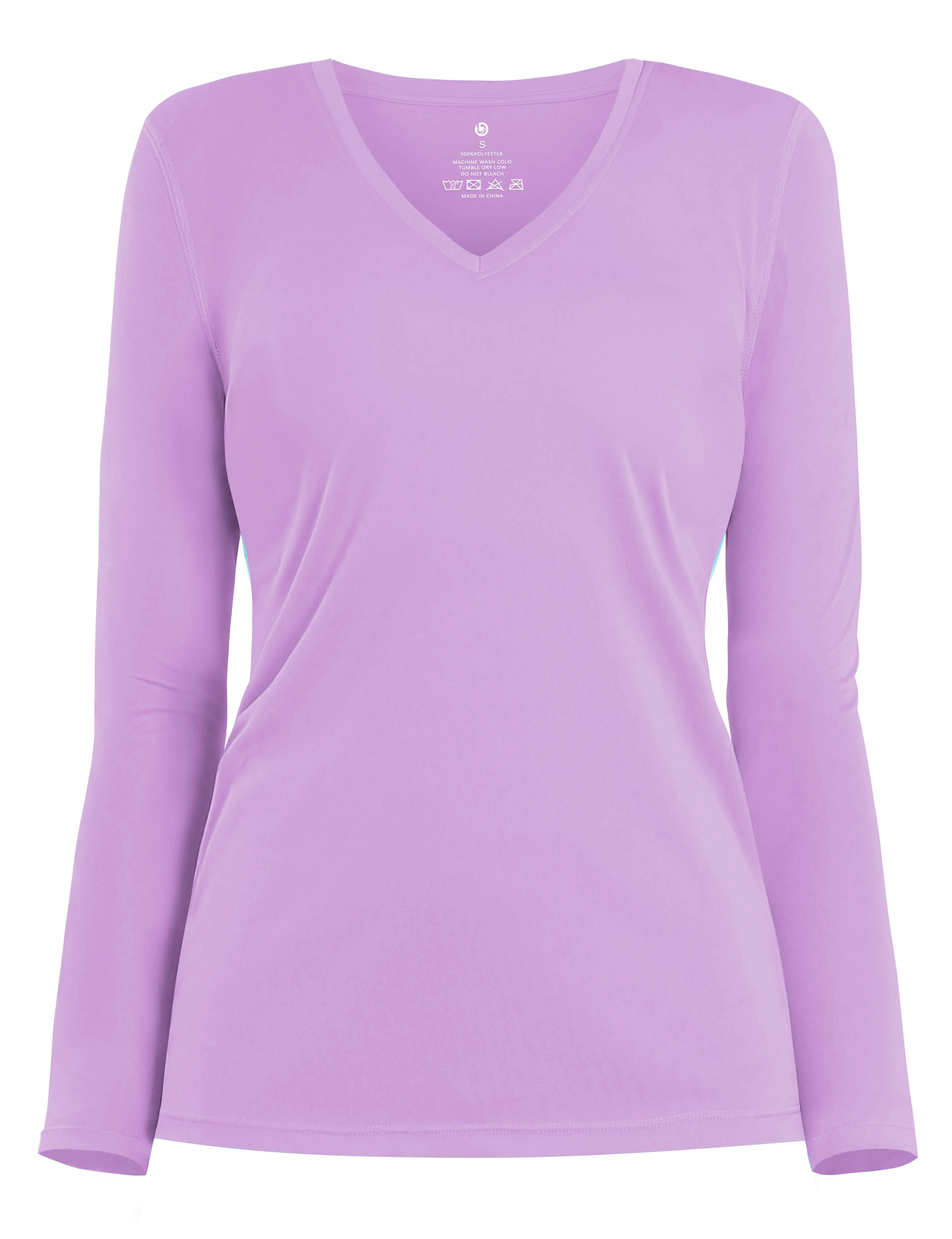 V Neck Long Sleeve Athletic Shirts purple_yoga