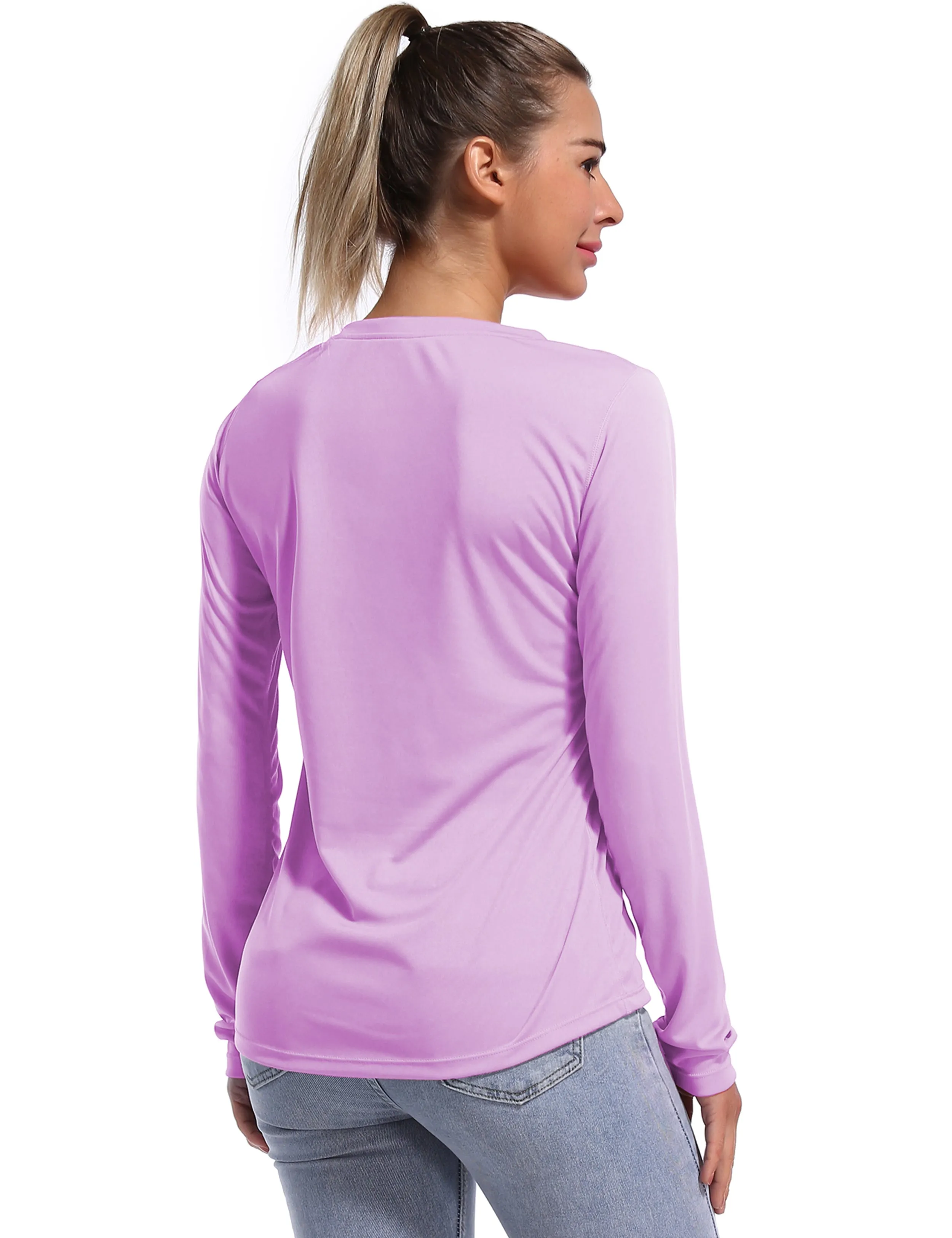 V Neck Long Sleeve Athletic Shirts purple_yoga